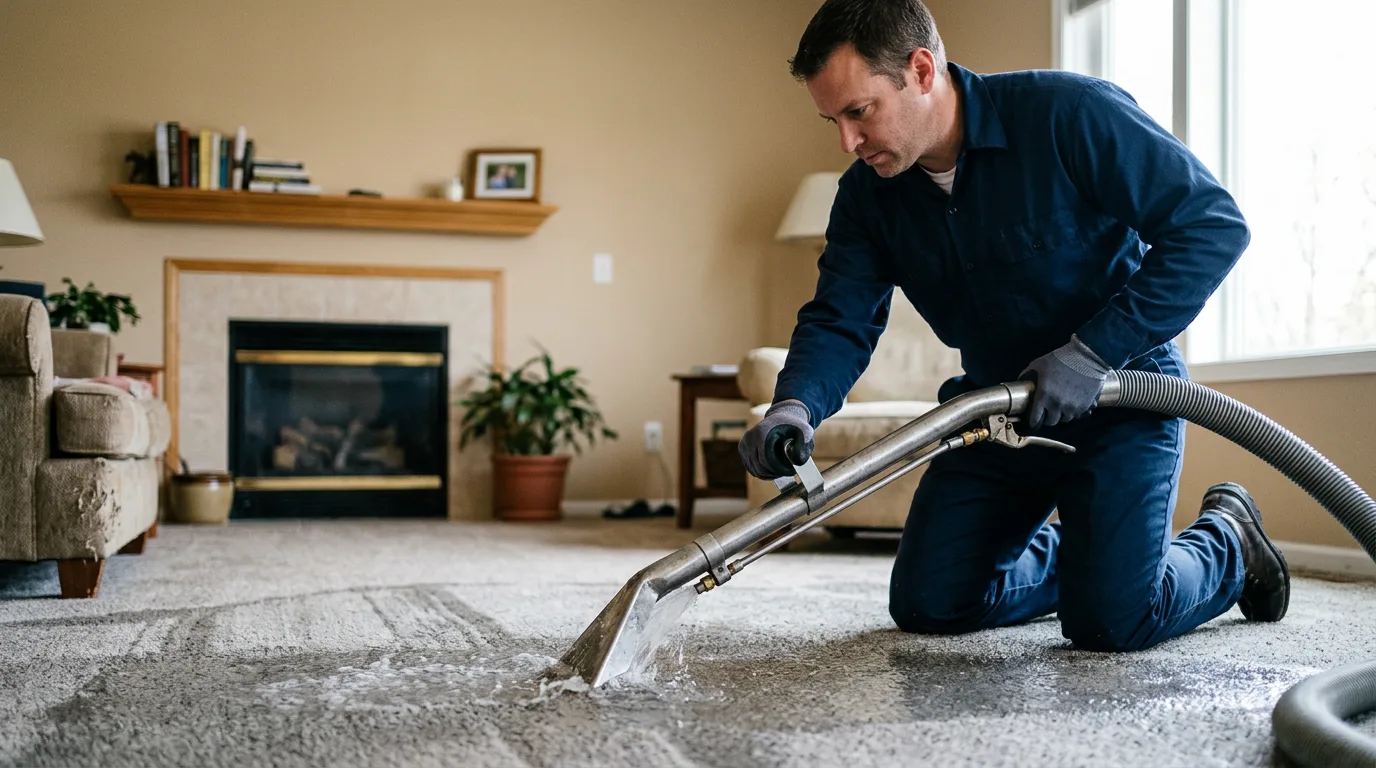 Water damage restoration technician working near Bridgewater, IA